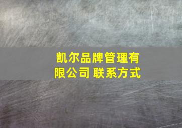 凯尔品牌管理有限公司 联系方式